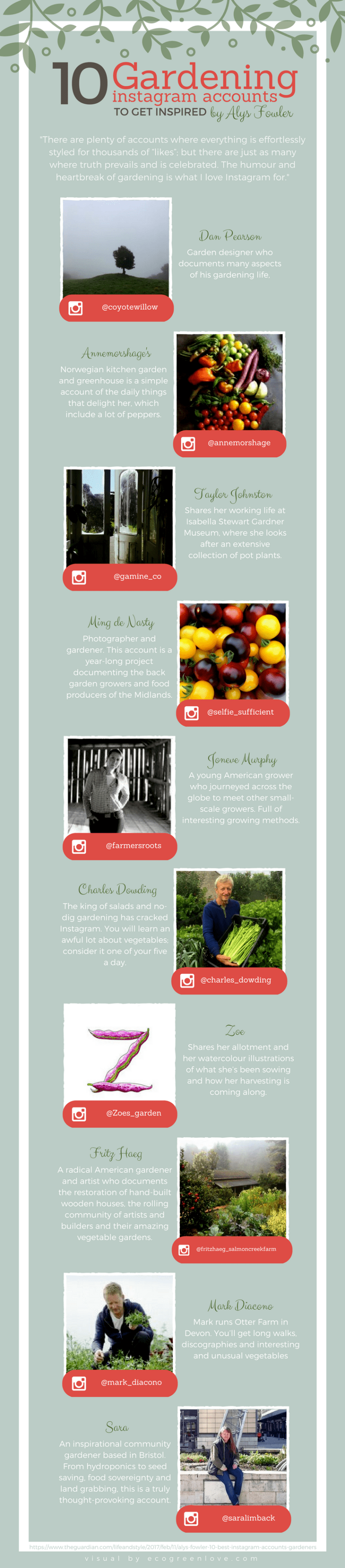 Best IG accounts for Gardeners [Infographic] | ecogreenlove