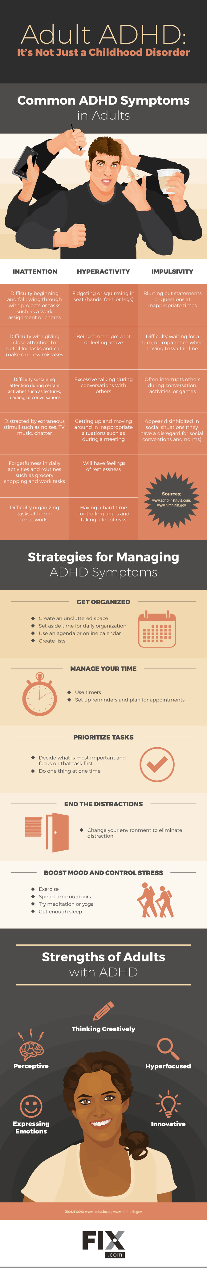 ADHD in Adults: Symptoms & Strategies [Infographic] | ecogreenlove
