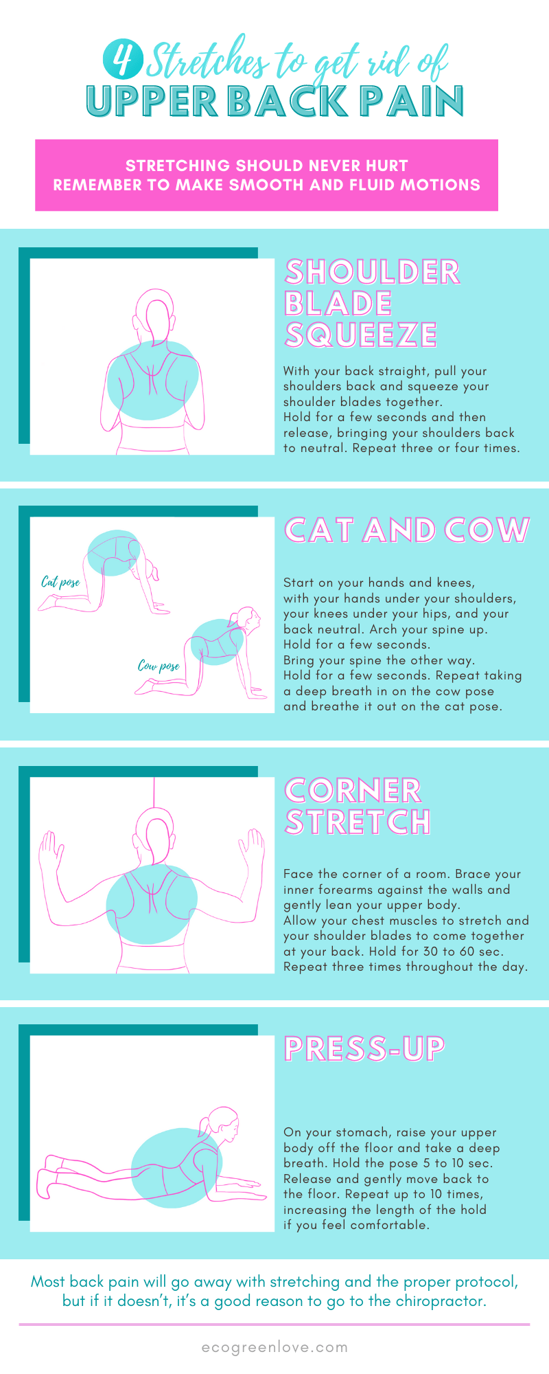 4 Simple Stretches to Get Rid of Upper Back Pain (Chiropractor Approved) | ecogreenlove