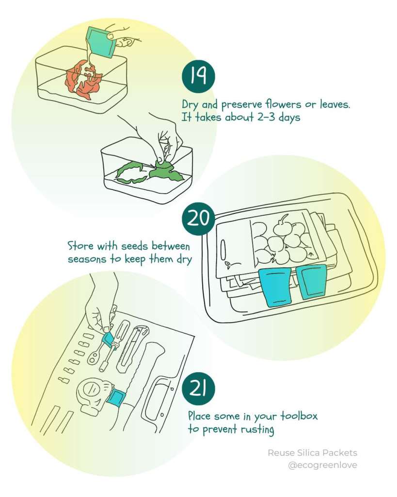 21 Ideas to Reuse Silica Packets | ecogreenlove